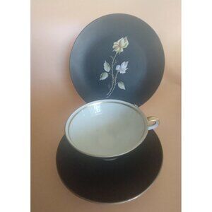 Royal Porzellan Bavaria KPM Trio Set Cup, Saucer and Breakfast Plate Black Matte